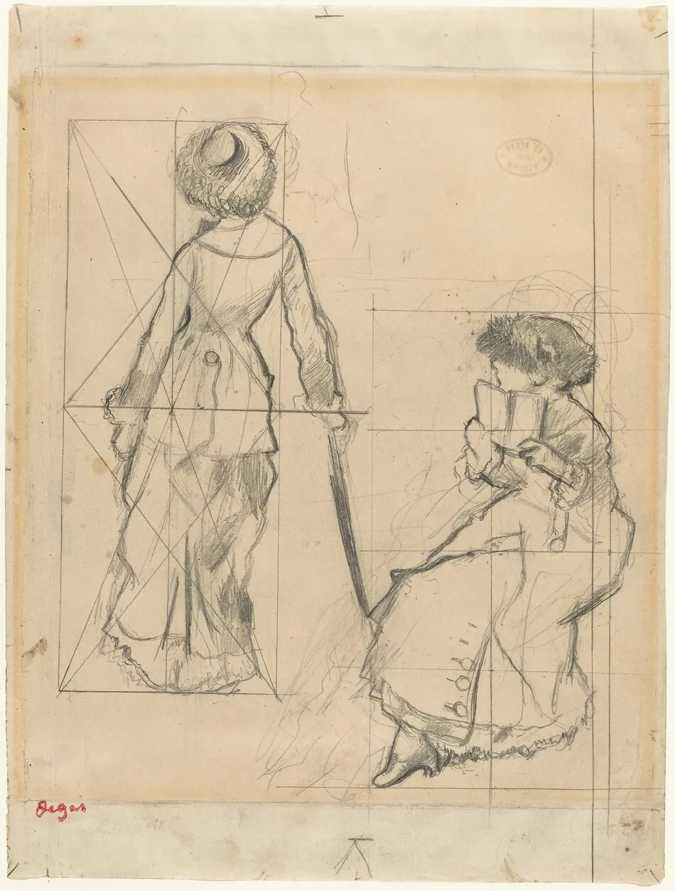Study for "Mary Cassatt at the Louvre" [recto] by Edgar Degas