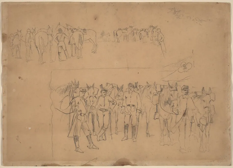 Officers and Horses at Rest by Winslow Homer