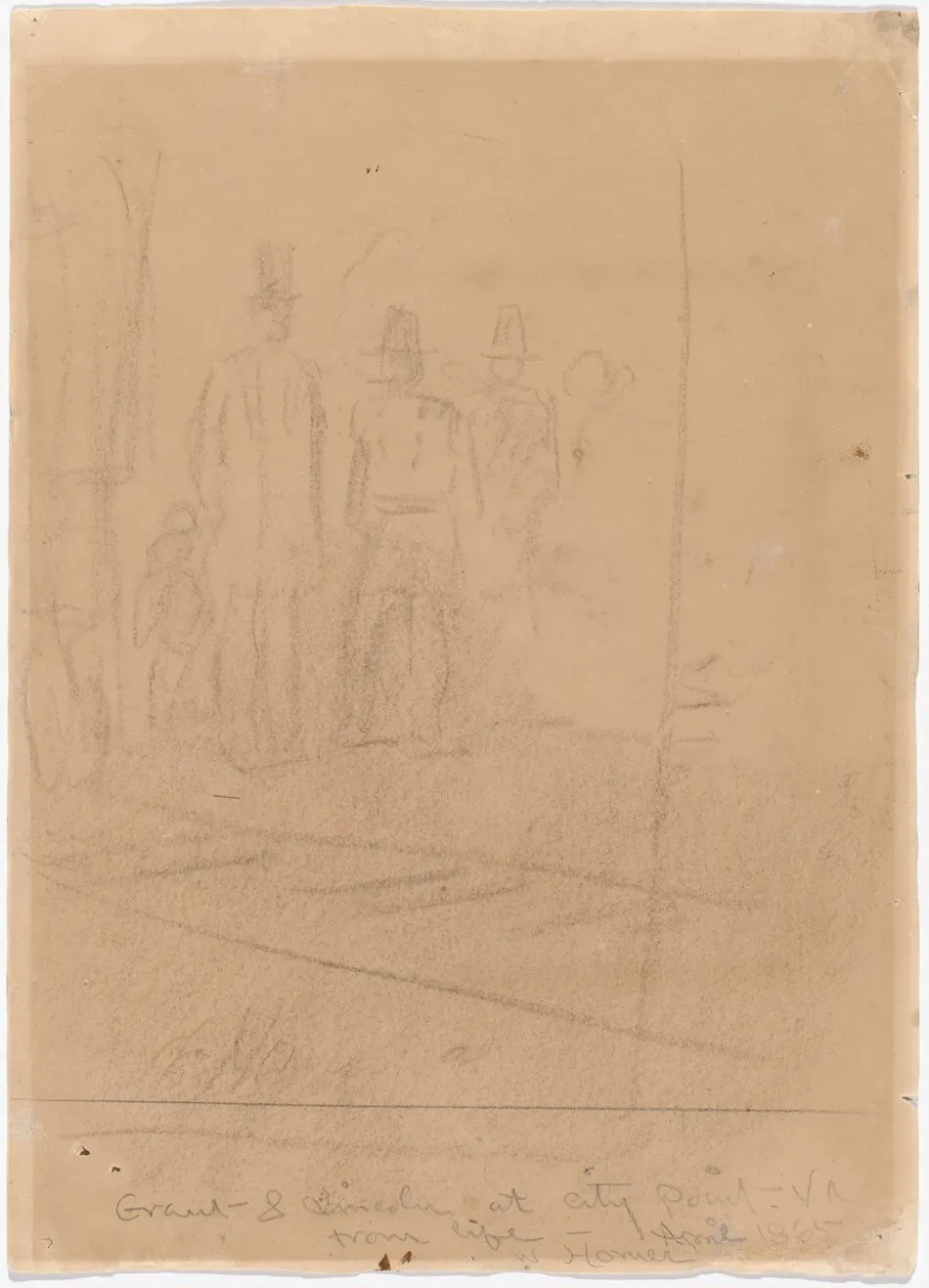 Grant and Lincoln at City Point, Virginia [recto] by Winslow Homer