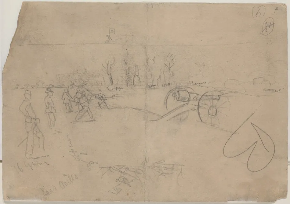 Soldiers and Cannon [verso] by Winslow Homer