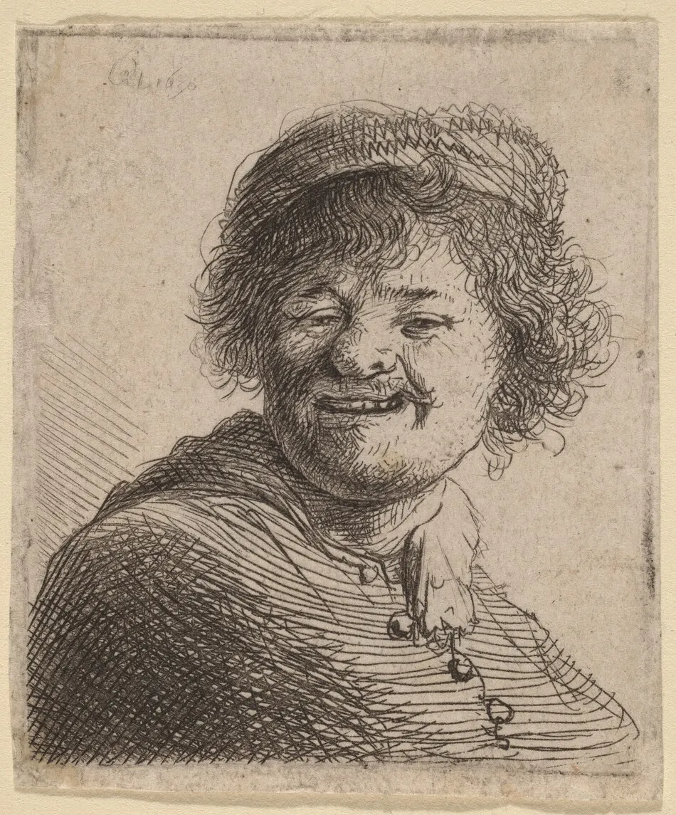 Self-Portrait in a Cap: Laughing by Rembrandt van Rijn