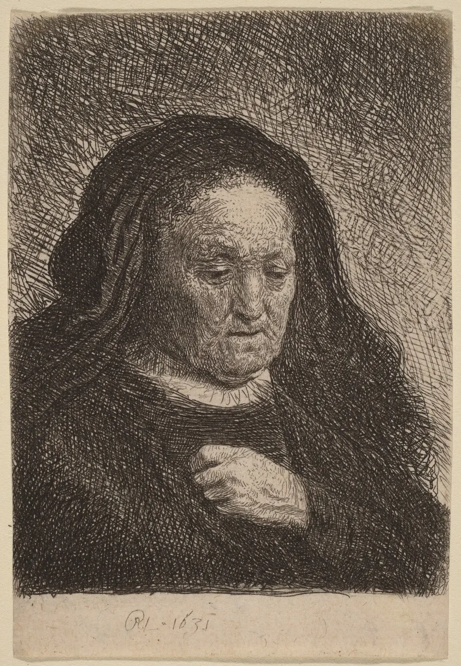The Artist's Mother with Her Hand on Her Chest by Rembrandt van Rijn