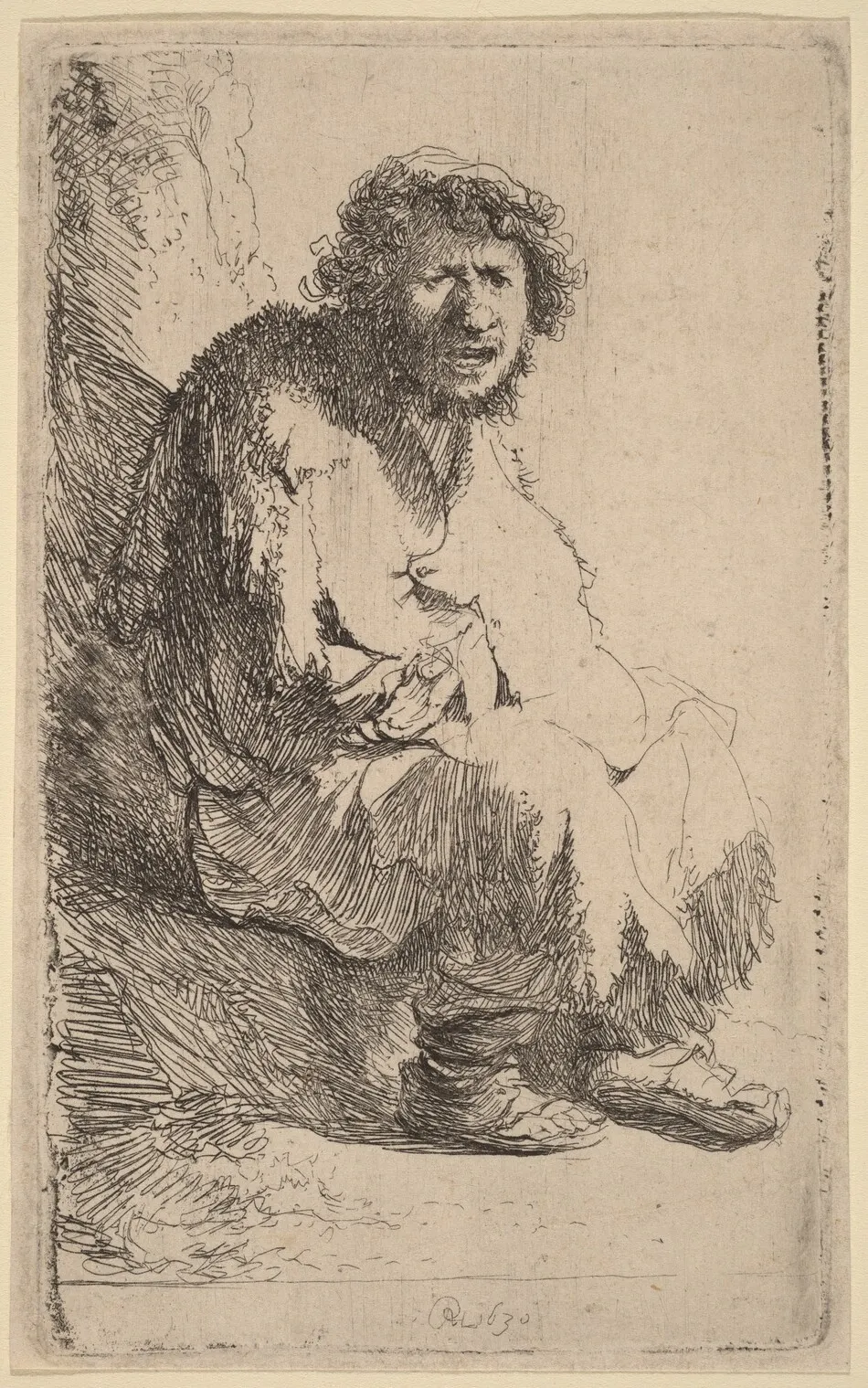 Beggar Seated on a Bank by Rembrandt van Rijn