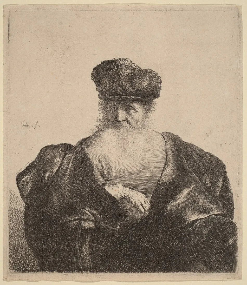 Old Man with Beard, Fur Cap, and Velvet Cloak by Rembrandt van Rijn