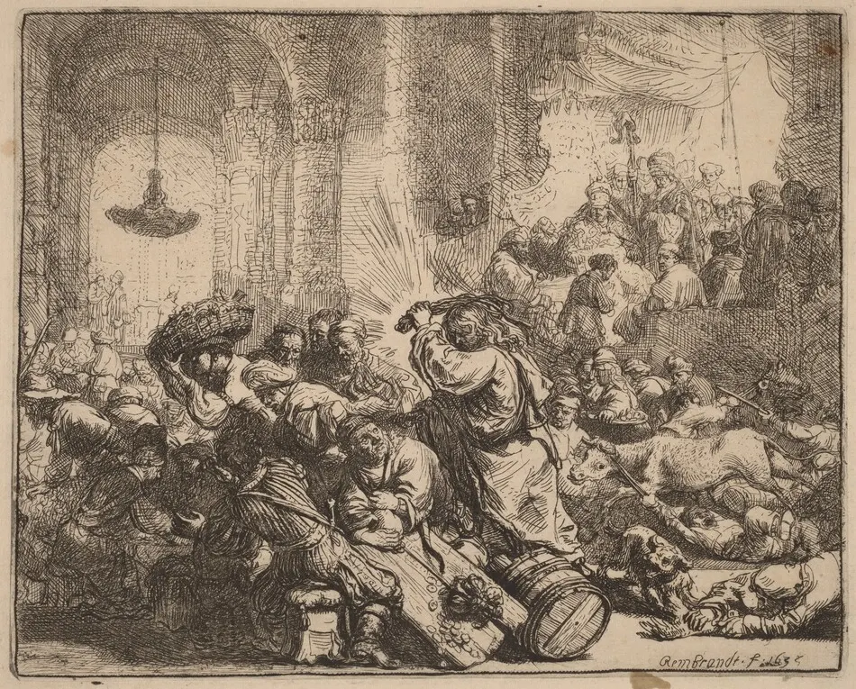 Christ Driving the Money Changers from the Temple by Rembrandt van Rijn