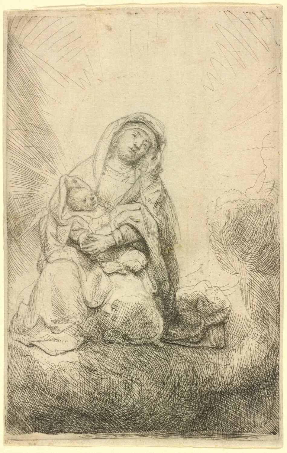 Virgin and Child in the Clouds by Rembrandt van Rijn