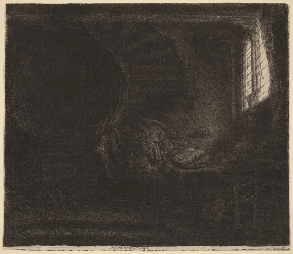 Saint Jerome in a Dark Chamber by Rembrandt van Rijn