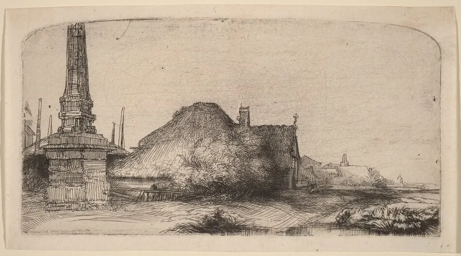 Landscape with an Obelisk by Rembrandt van Rijn