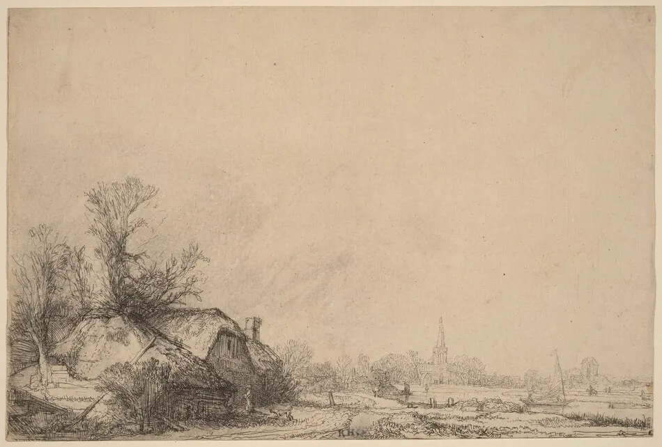 Cottage beside a Canal by Rembrandt van Rijn