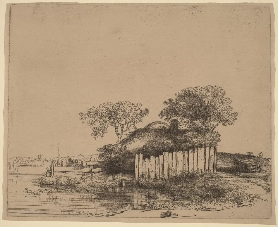 Cottage with a White Paling by Rembrandt van Rijn