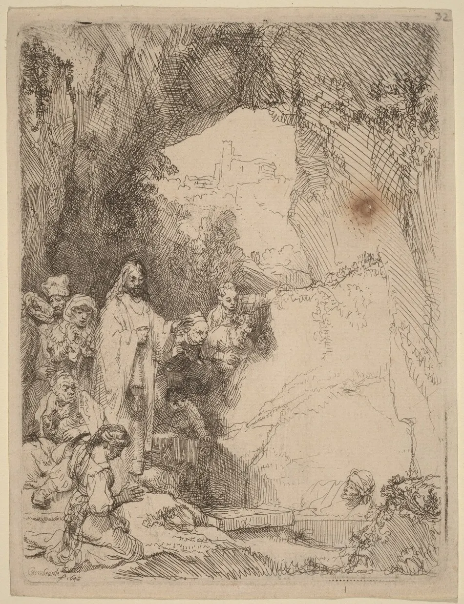 The Raising of Lazarus: Small Plate by Rembrandt van Rijn