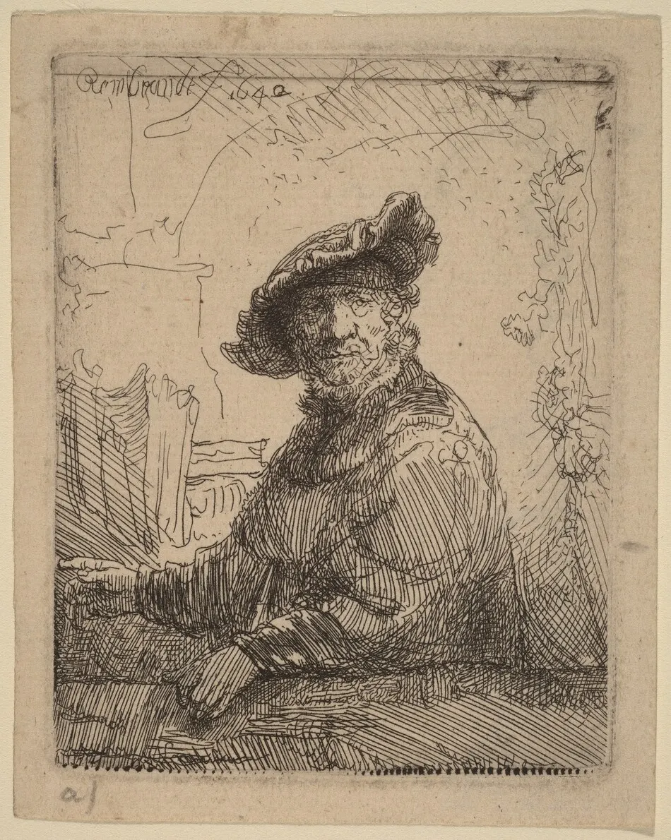 Man in an Arbor by Rembrandt van Rijn