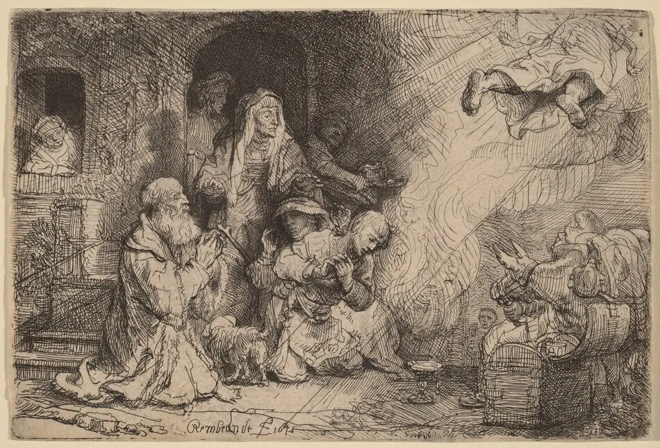 The Angel Departing from the Family of Tobias by Rembrandt van Rijn