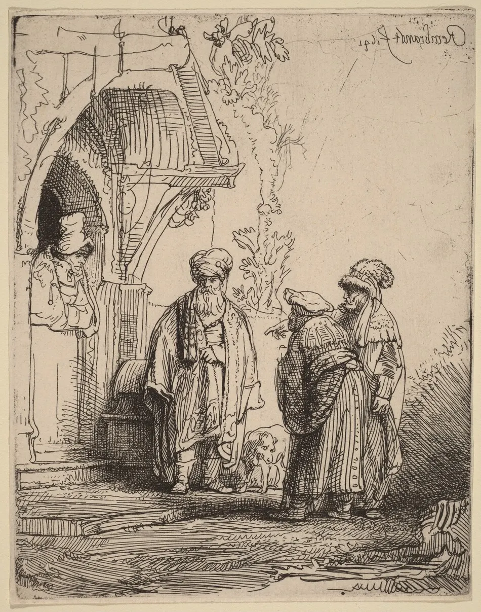 Three Oriental Figures (Jacob and Laban?) by Rembrandt van Rijn