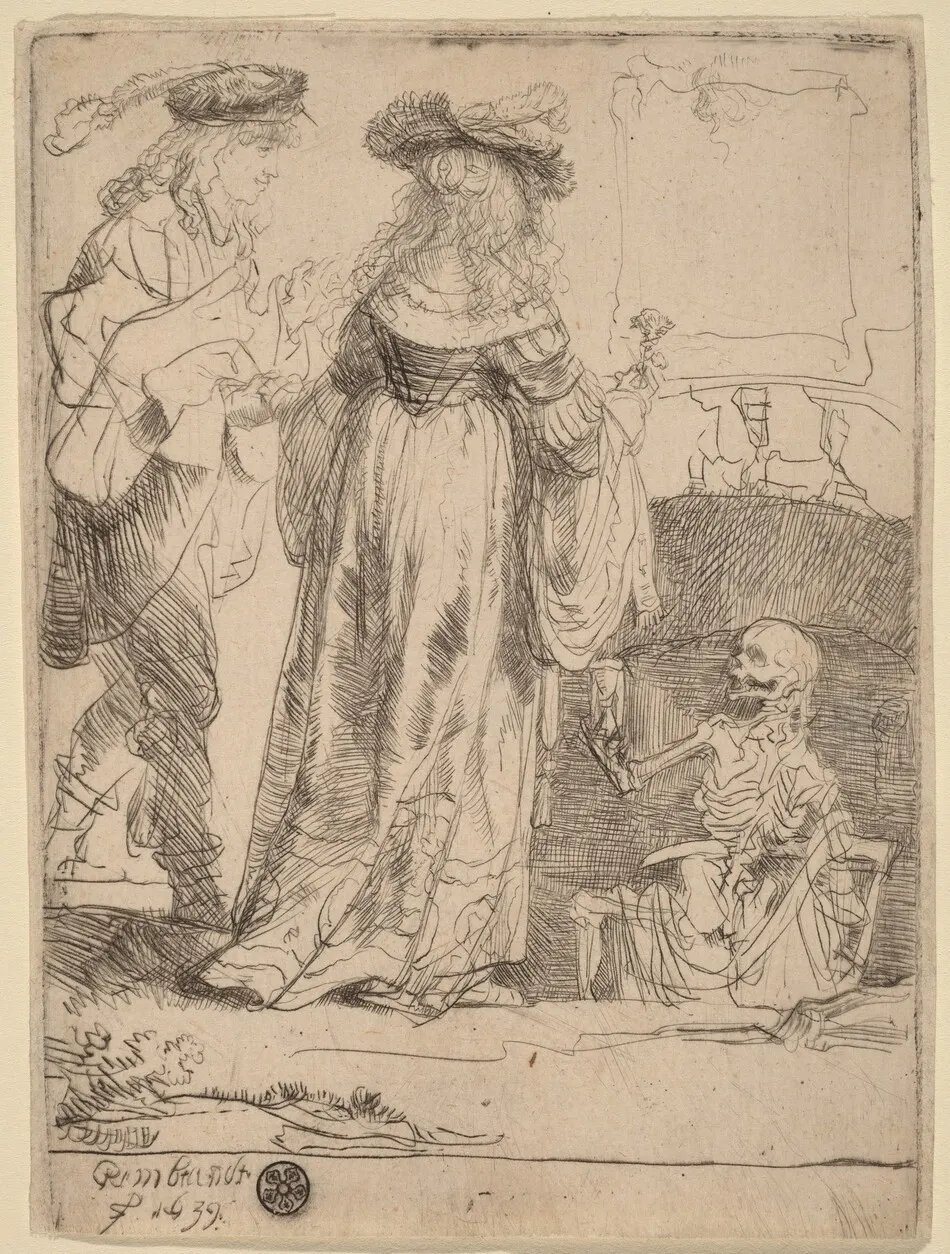 Death Appearing to a Wedded Couple from an Open Grave by Rembrandt van Rijn